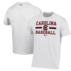 Men's Under Armour White South Carolina Gamecocks Baseball Stack Performance T-Shirt