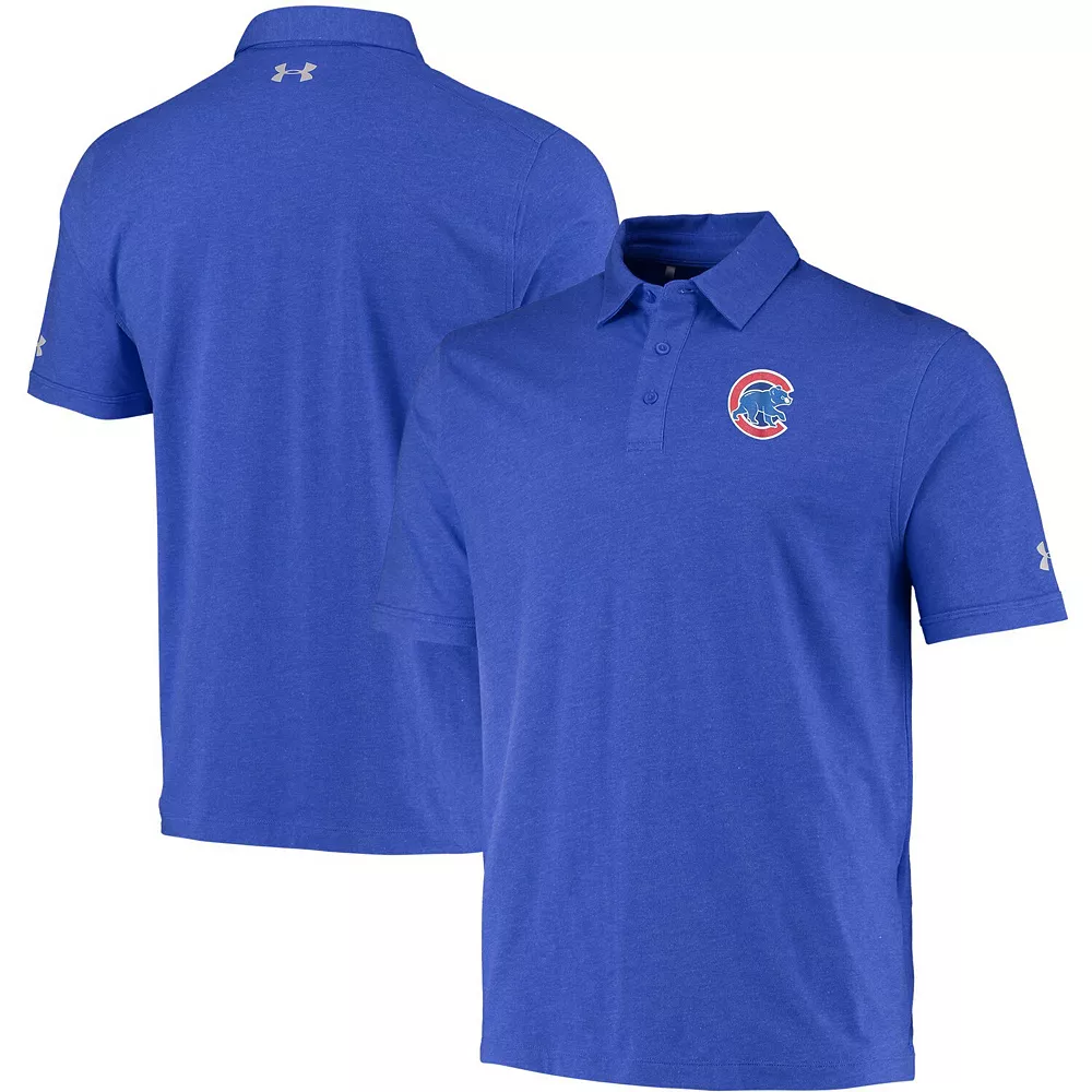 Men's Under Armour Heathered Royal Chicago Cubs Charged Tri-Blend Performance Polo 2 Men's Under Armour Heathered Royal Chicago Cubs Charged Tri-Blend Performance Polo - Image 2
