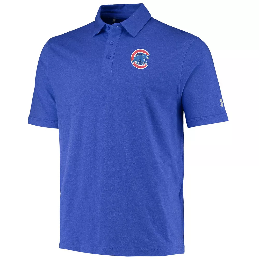 Men's Under Armour Heathered Royal Chicago Cubs Charged Tri-Blend Performance Polo 3 Men's Under Armour Heathered Royal Chicago Cubs Charged Tri-Blend Performance Polo - Image 3
