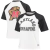 Women's Under Armour White/Heathered Black Maryland Terrapins Fade Raglan T-Shirt