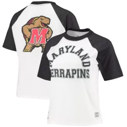 Women's Under Armour White/Heathered Black Maryland Terrapins Fade Raglan T-Shirt