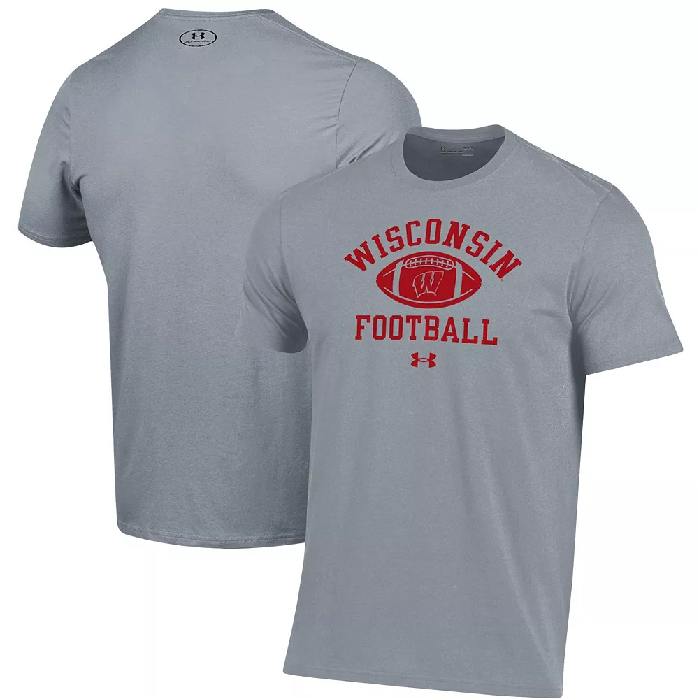 Men's Under Armour Gray Wisconsin Badgers Football Practice T-Shirt 1 Men's Under Armour Gray Wisconsin Badgers Football Practice T-Shirt