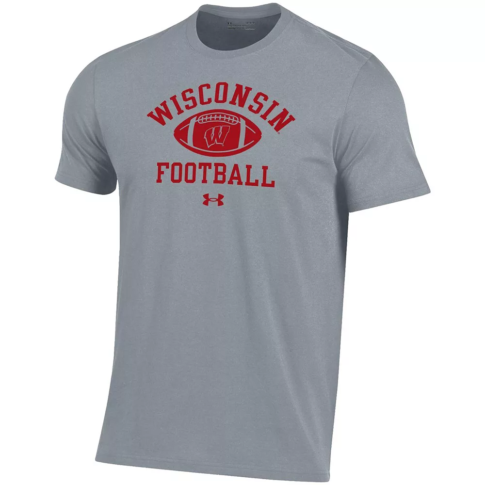 Men's Under Armour Gray Wisconsin Badgers Football Practice T-Shirt 3 Men's Under Armour Gray Wisconsin Badgers Football Practice T-Shirt - Image 3