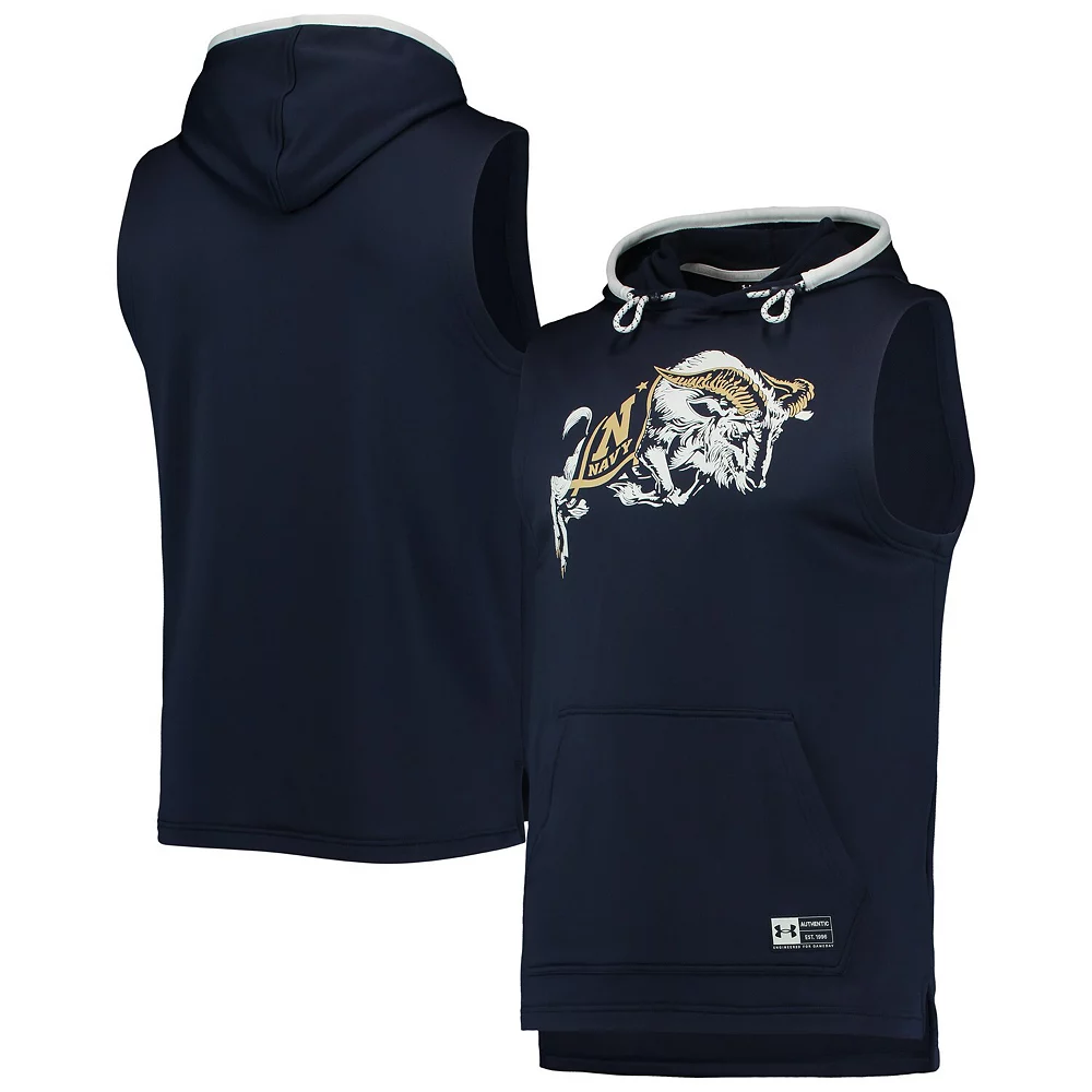 Men's Under Armour Navy Navy Midshipmen Game Day Tech Sleeveless Hoodie 1 Men's Under Armour Navy Navy Midshipmen Game Day Tech Sleeveless Hoodie
