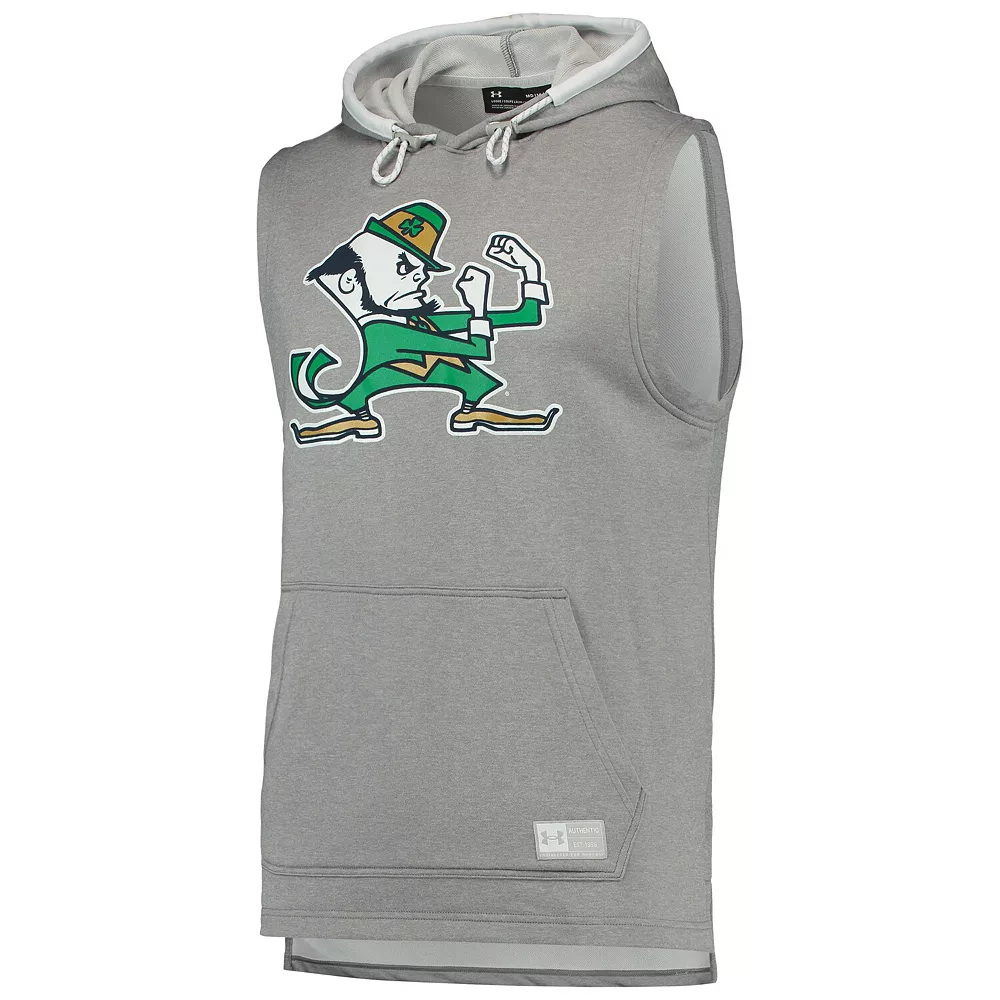 Men's Under Armour Gray Notre Dame Fighting Irish Game Day Tech Sleeveless Hoodie 2 Men's Under Armour Gray Notre Dame Fighting Irish Game Day Tech Sleeveless Hoodie - Image 2