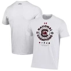 Men's Under Armour White South Carolina Gamecocks 2022 NCAA Women's Basketball National Champions Locker Room Performance T-Shirt