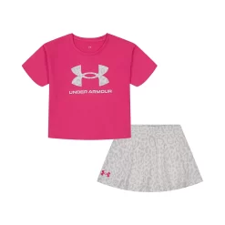 Toddler Girl Under Armour Cheetah Logo Tee And Printed Skort Set