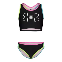 Girls 7-16 Under Armour Logo Racer Midkini Top & Bottoms Swimsuit Set