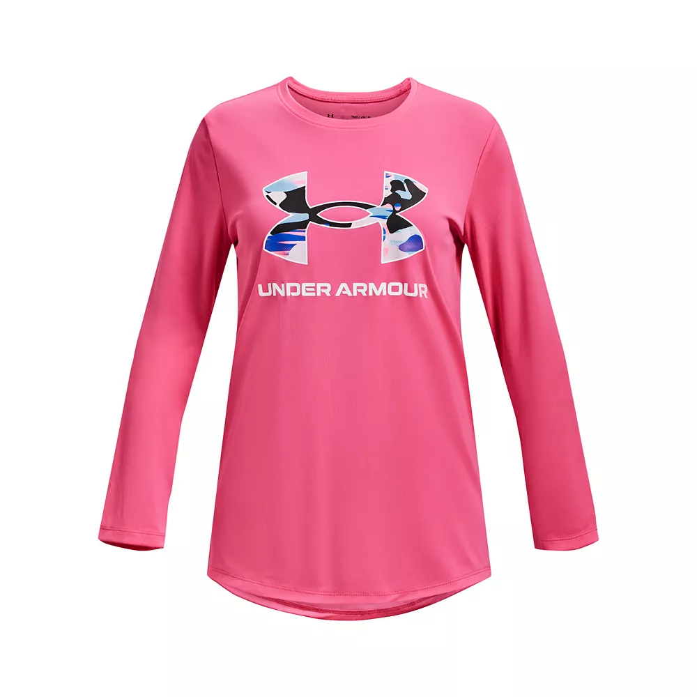 Girls 7-16 Under Armour Printed Logo Tech Tee 1 Girls 7-16 Under Armour Printed Logo Tech Tee