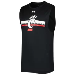 Men's Under Armour Black Cincinnati Bearcats Logo Striped Tech Performance Tank Top -Under Armour Shop 5916124 ALT2