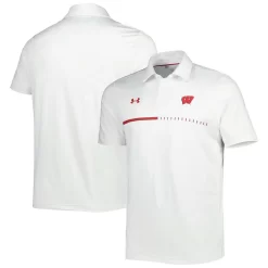 Men's Under Armour White Wisconsin Badgers Title Performance Polo