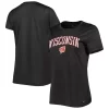 Women's Under Armour Heather Black Wisconsin Badgers Vent Tech Arch Logo Performance T-Shirt