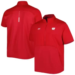 Men's Under Armour Red Wisconsin Badgers Motivate 2.0 Half-Zip Jacket