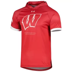 Men's Under Armour Red Wisconsin Badgers On-Court Raglan Hoodie T-Shirt -Under Armour Shop 6156857 ALT2